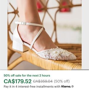 NIB Wedding Shoes - 3D flowers Pointed Toe Block Heel